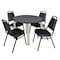 Kee Kee Round Table & Chair Set, Wood, Metal, Vinyl Top, Grey TB36RNDGYBPCM29BK - alternate 1